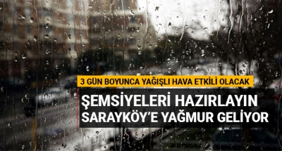 Şemsiyeleri hazırlayın Sarayköy'e yağmur geliyor!