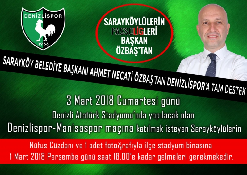 Başkan Özbaş’tan Denizlispor’a büyük destek