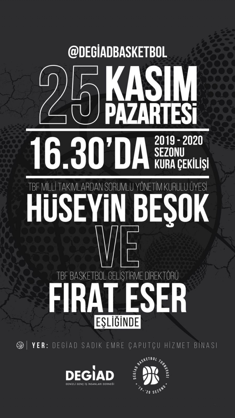 DEGİAD’ın bu yıl beşincisini düzenleyecek olduğu DEGİAD-YÜKSEKÇITA OKULLARI BASKETBOL TURNUVASI 1 Aralık’ta başlıyor