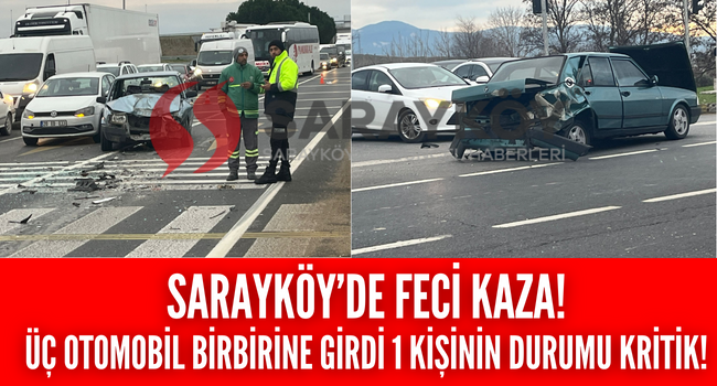 Sarayköy'de feci kaza!  Kontrolsüz hız ortalığı savaş alanına çevirdi, 1 ağır yaralı var!