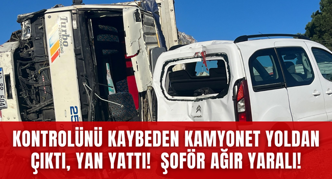 Sarayköy'de feci kaza, kamyon şoförü ağır yaralı!