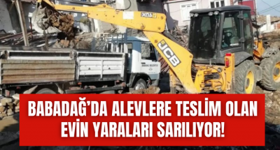 Babadağ'da çıkan yangında yanan ev sahibine belediyeden destek! 