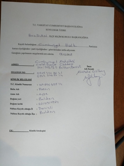 Buldan Belediye Başkanı CHP'den istifa etti.