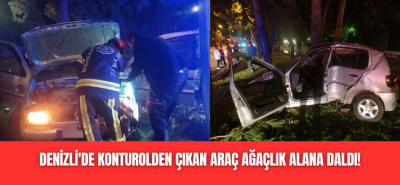 Konturolden çıkan araç ağaçlık alana daldı araç hurda yığınına döndü!