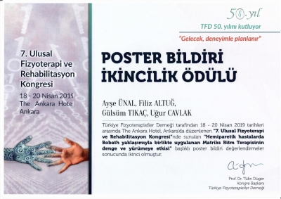 PAÜ 7. Ulusal Fizyoterapi ve Rehabilitasyon Kongresi’nden Ödül ile Döndü
