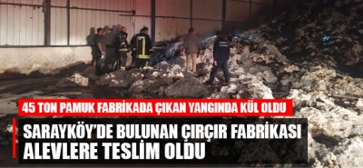 Sarayköy'de bulunan çırçır fabrikası alevlere teslim oldu, 45 ton pamuk yanarak kül oldu!
