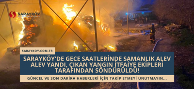 Sarayköy'de gece saatlerinde samanlık alev alev yandı, çıkan yangın itfaiye ekipleri tarafından söndürüldü!