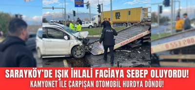 Sarayköy’de kaza! Hafriyat kamyonu ile otomobil çarpıştı! 